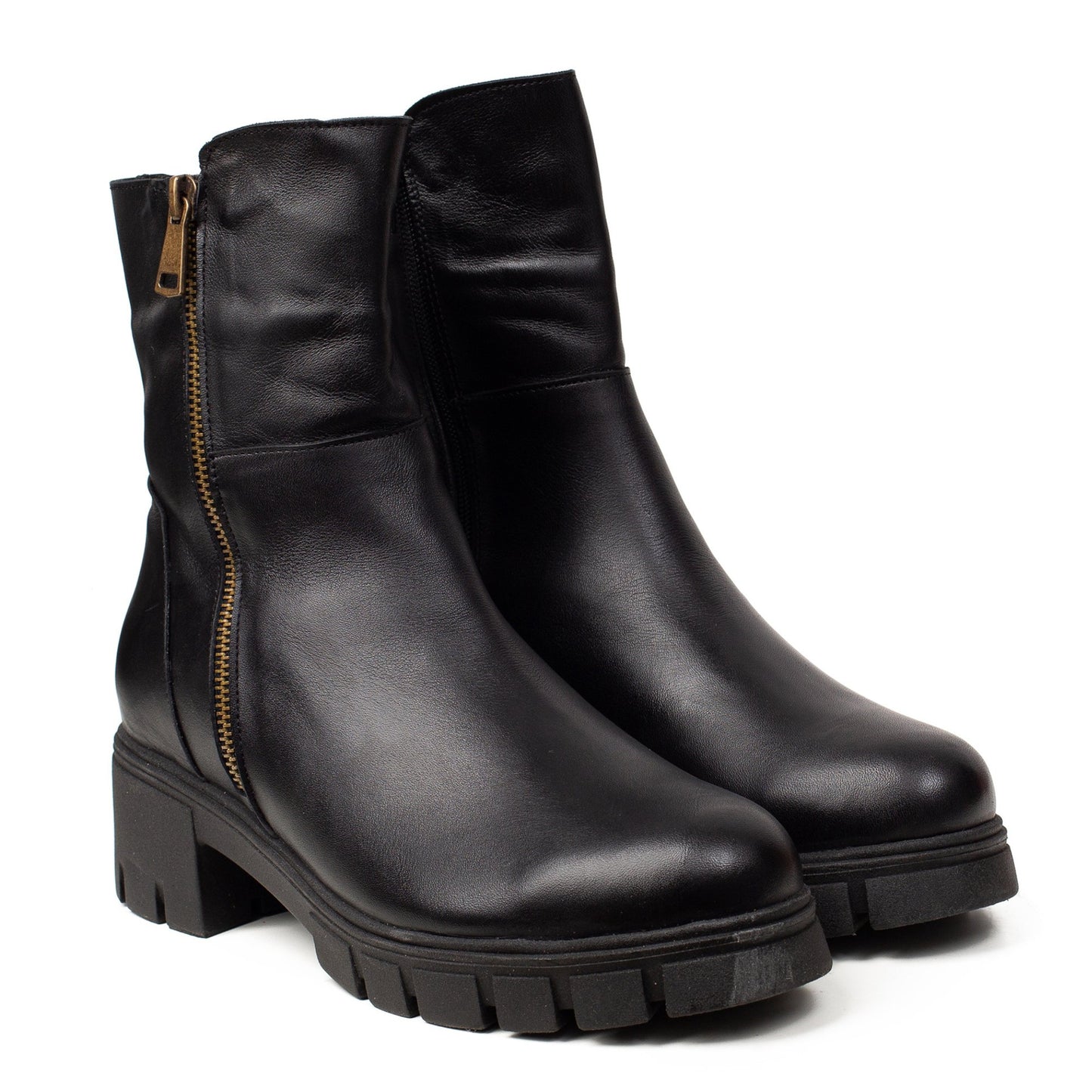 בריסל - מגפונים טרקטור לנשים מעור עם רוכסן מק"ט 2027 - Adiss