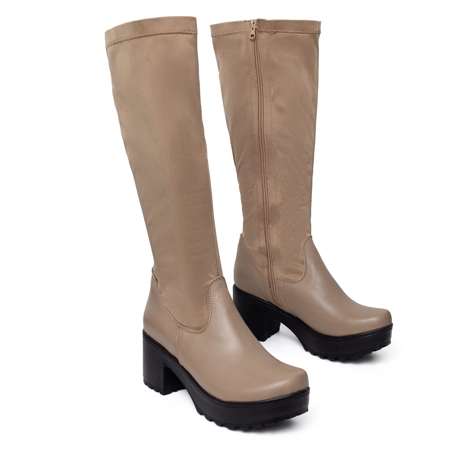 ברלין - מגפי נשים מעור עם לייקרה וסוליה פלטפורמה מק"ט 486 - Adiss