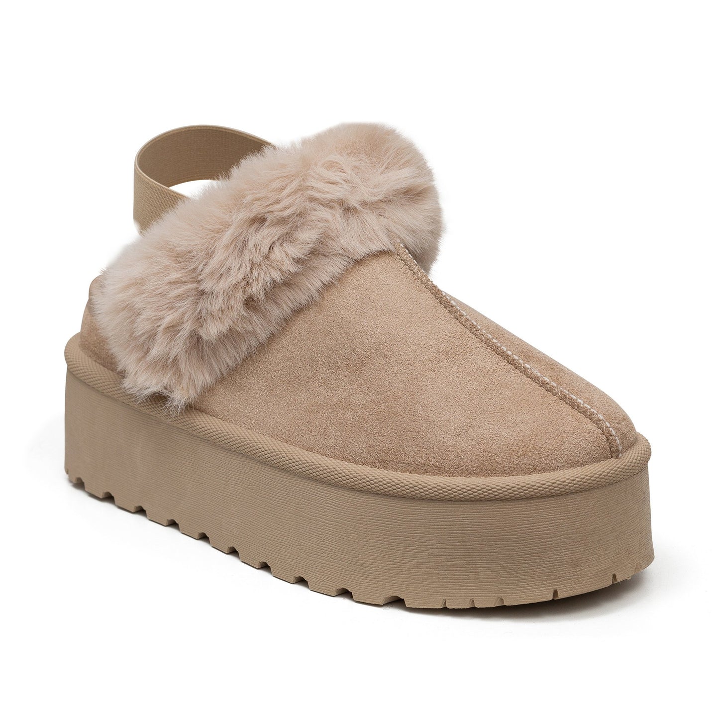 כפכפי פרווה פלטפורמה לנשים עם גומי אחורי של אוסקרס מק"ט 4008 - Adiss