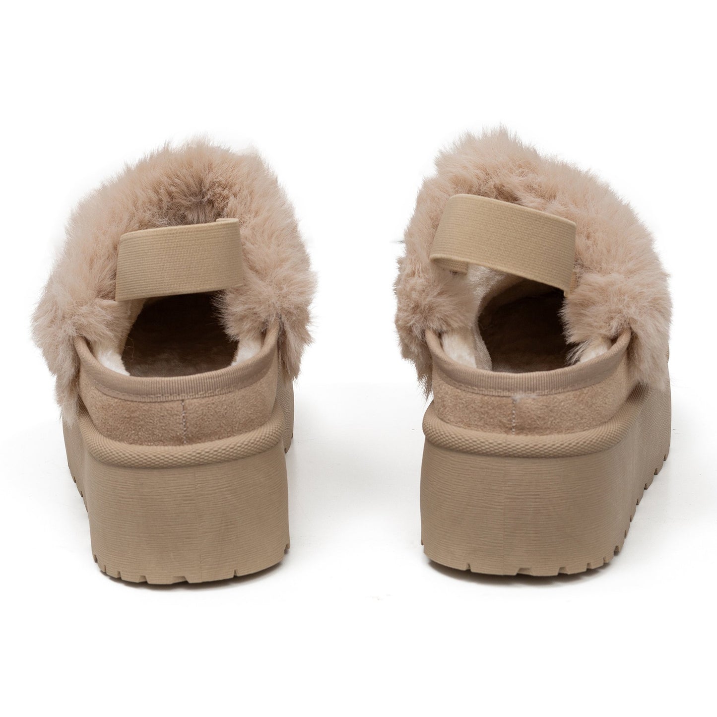 כפכפי פרווה פלטפורמה לנשים עם גומי אחורי של אוסקרס מק"ט 4008 - Adiss