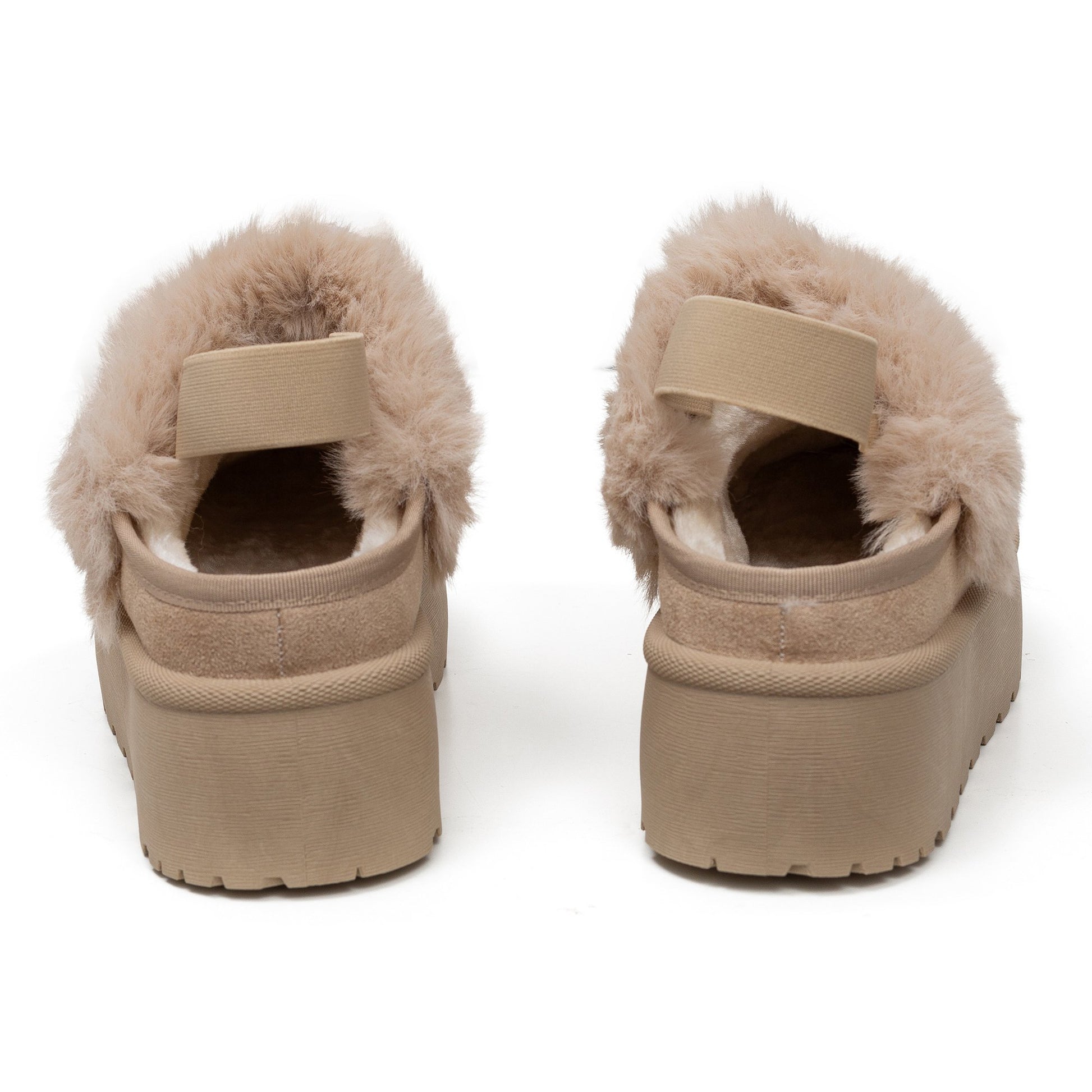 כפכפי פרווה פלטפורמה לנשים עם גומי אחורי של אוסקרס מק"ט 4008 - Adiss