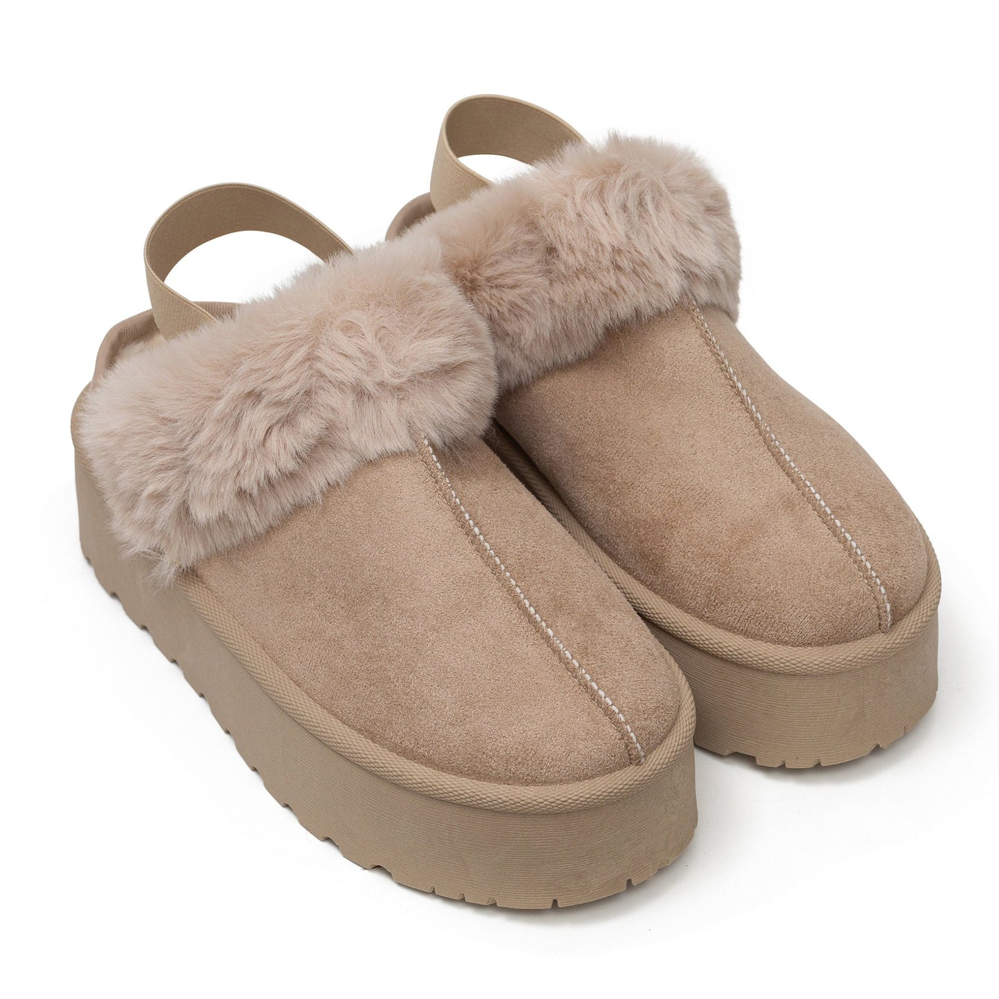 כפכפי פרווה פלטפורמה לנשים עם גומי אחורי של אוסקרס מק"ט 4008 - Adiss