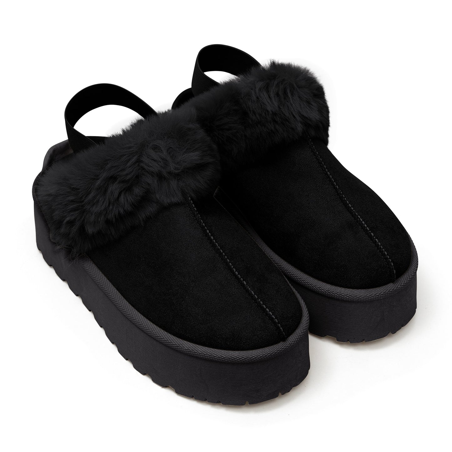 כפכפי פרווה פלטפורמה לנשים עם גומי אחורי של אוסקרס מק"ט 4008 - Adiss