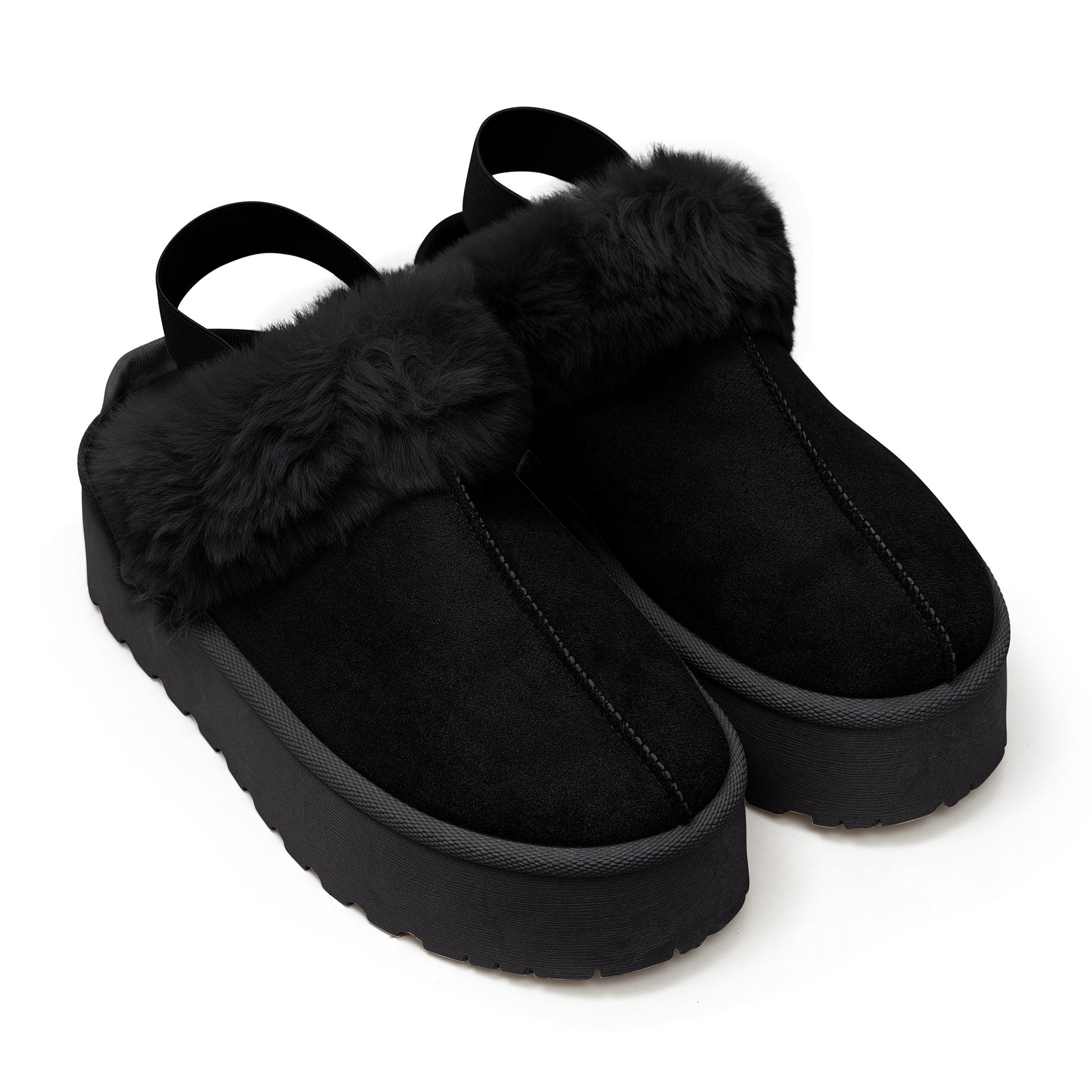 כפכפי פרווה פלטפורמה לנשים עם גומי אחורי של אוסקרס מק"ט 4008 - Adiss