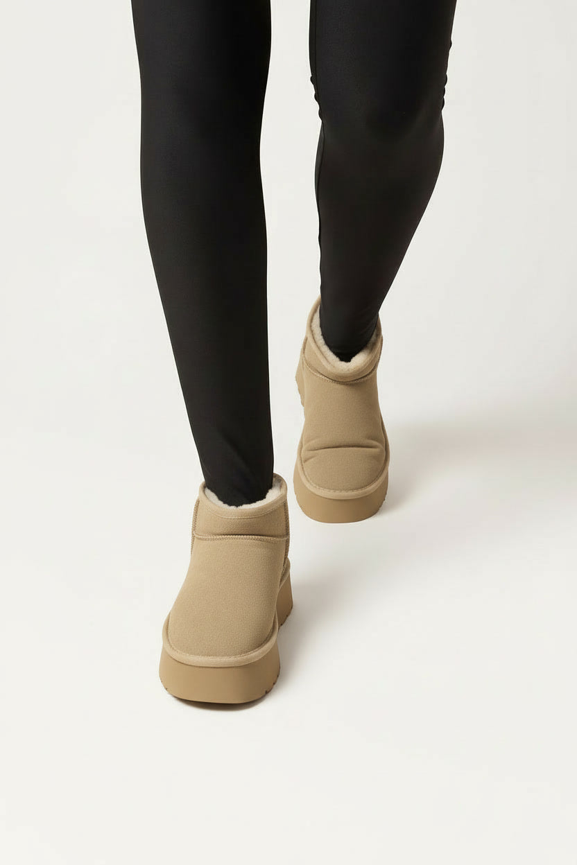 שלווה רכה - מגפיים קצרים עם פרווה ופלטפורמה לנשים של אדיס מק"ט 0833