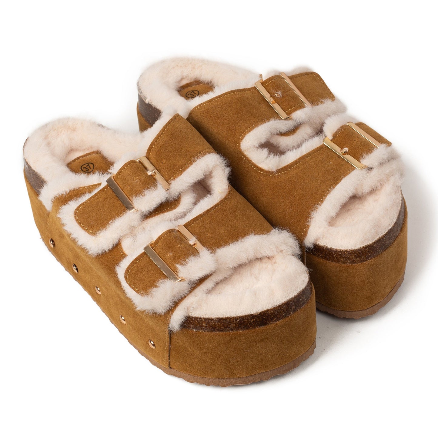 קופנהגן - כפכפי פלטפורמה עם פרווה לנשים של אדיס מק"ט 24666 - Adiss