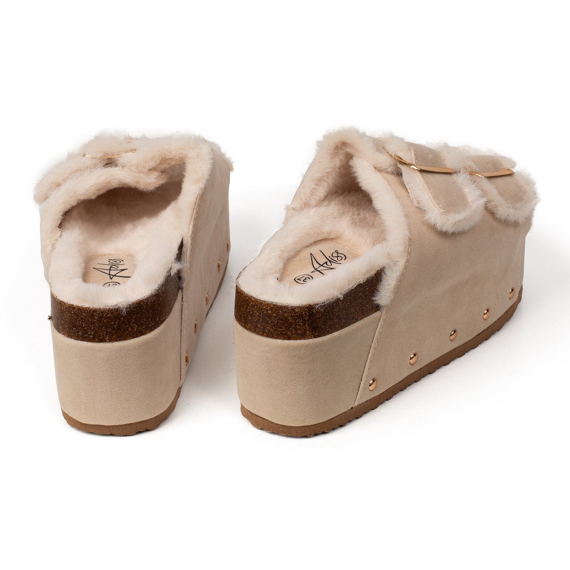 קופנהגן - כפכפי פלטפורמה עם פרווה לנשים של אדיס מק"ט 24666 - Adiss