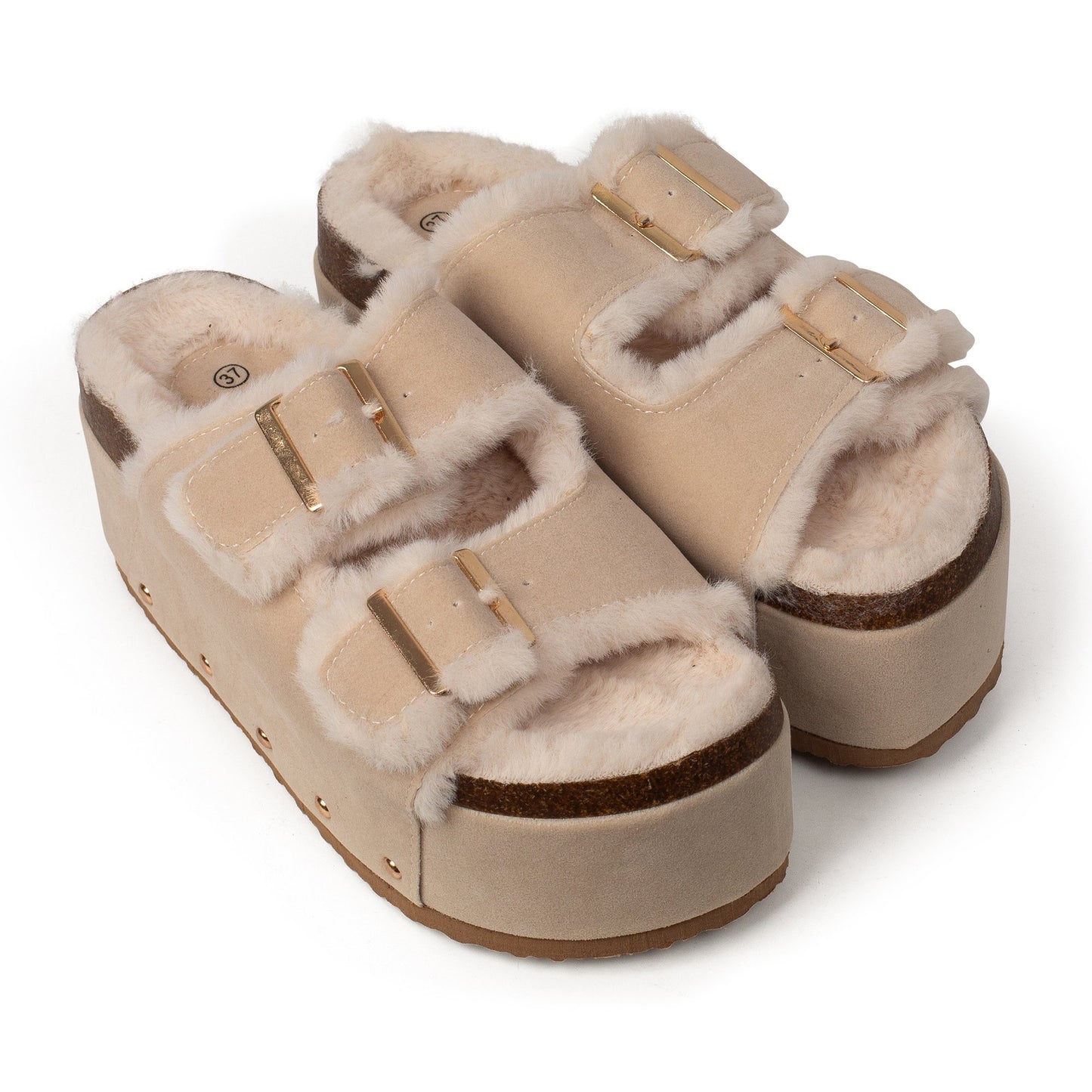 קופנהגן - כפכפי פלטפורמה עם פרווה לנשים של אדיס מק"ט 24666 - Adiss