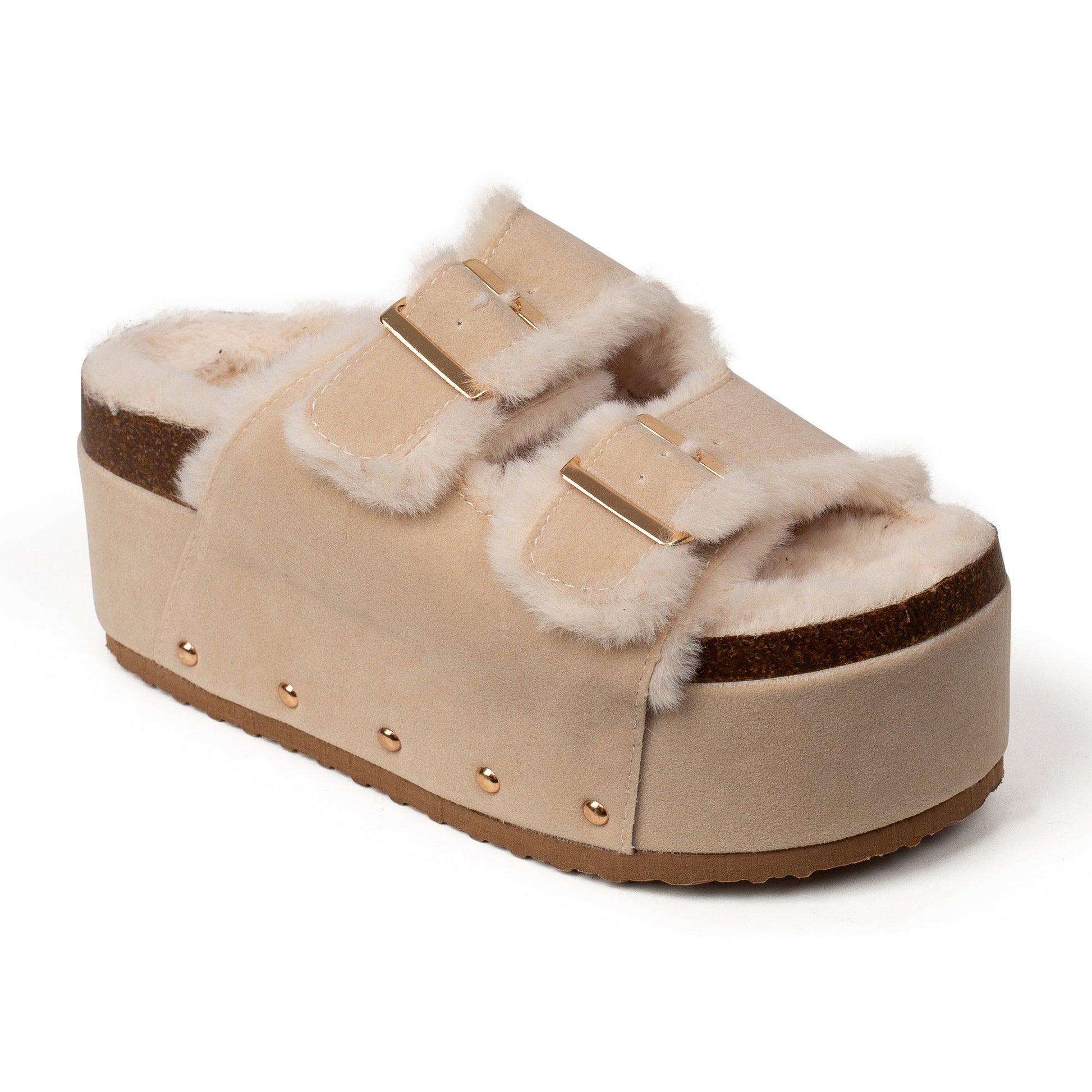 קופנהגן - כפכפי פלטפורמה עם פרווה לנשים של אדיס מק"ט 24666 - Adiss