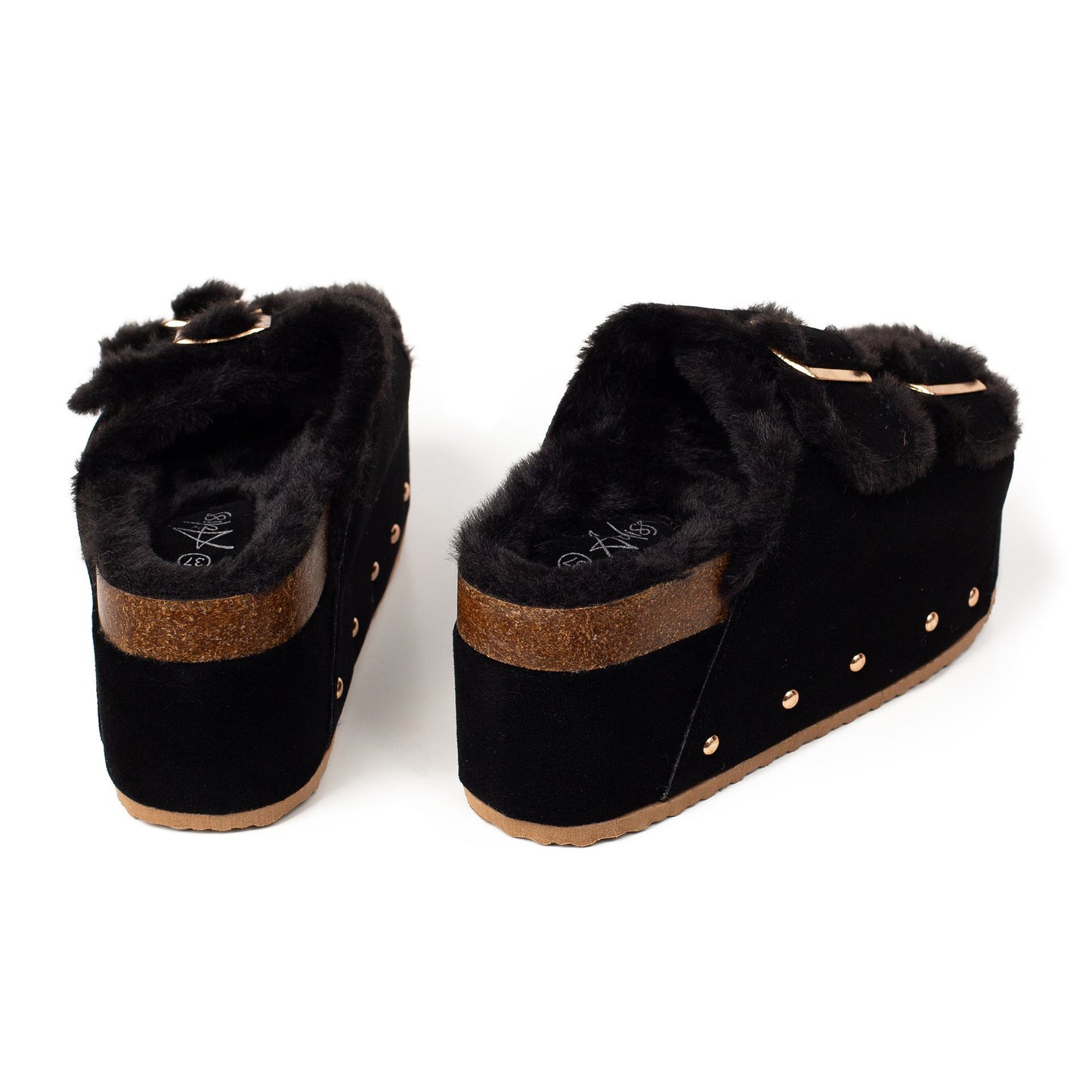 קופנהגן - כפכפי פלטפורמה עם פרווה לנשים של אדיס מק"ט 24666 - Adiss