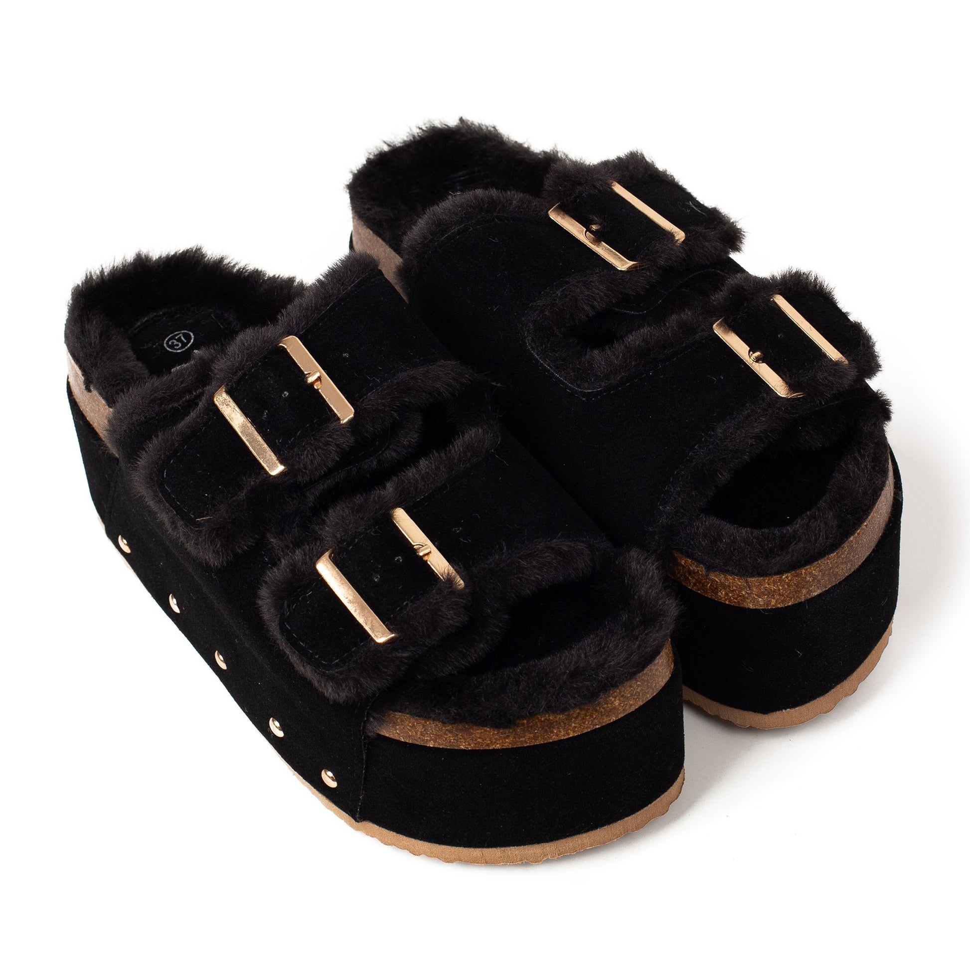 קופנהגן - כפכפי פלטפורמה עם פרווה לנשים של אדיס מק"ט 24666 - Adiss