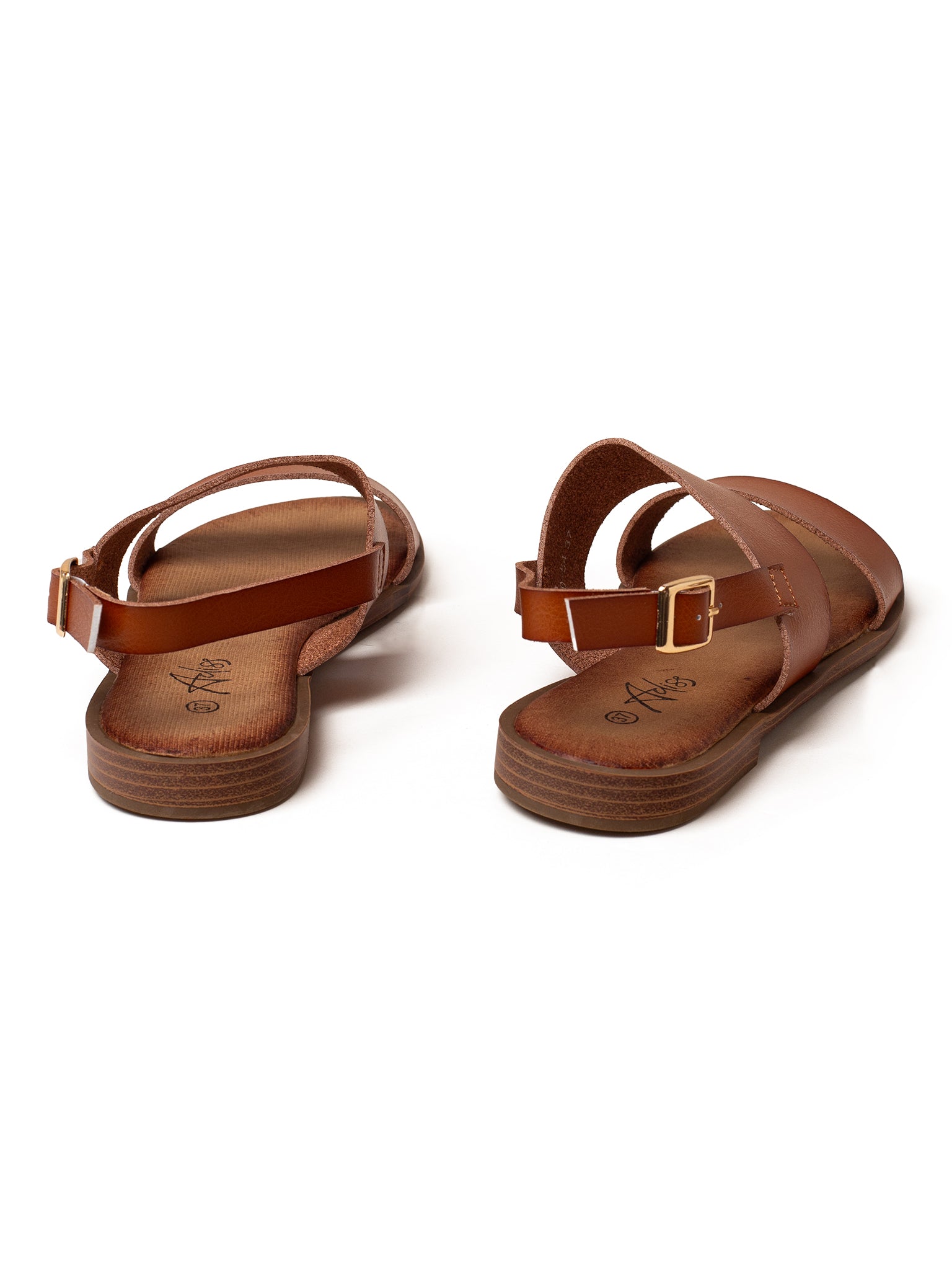 סנדלי פסי שמש - סנדלים שטוחים עם רצועות פס רחבות של אדיס לנשים - Adiss