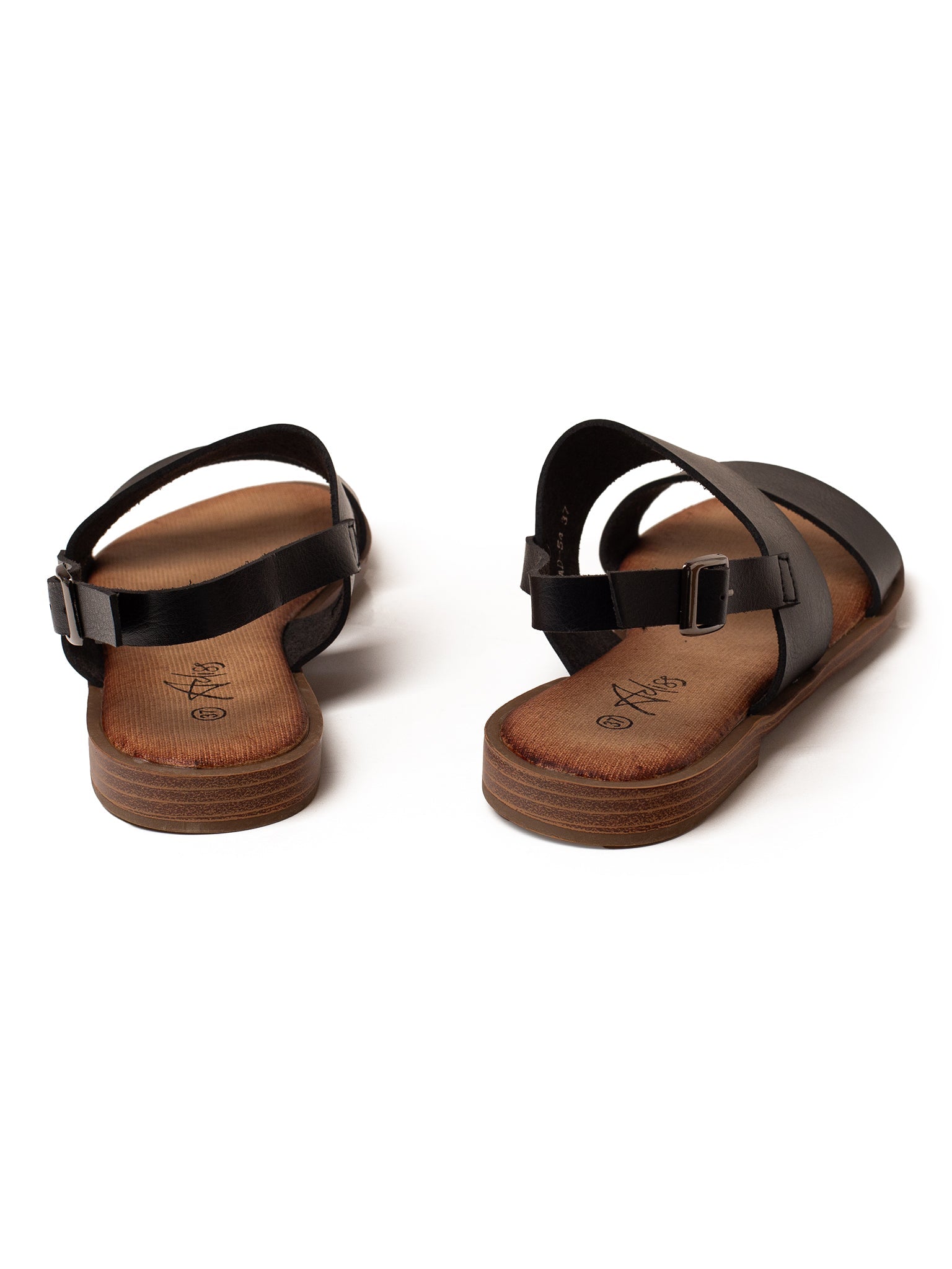 סנדלי פסי שמש - סנדלים שטוחים עם רצועות פס רחבות של אדיס לנשים - Adiss