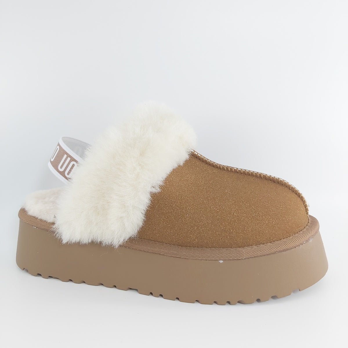 כפכפים פלטפורמה סגורות גומי אחורי עם פרווה - Adiss