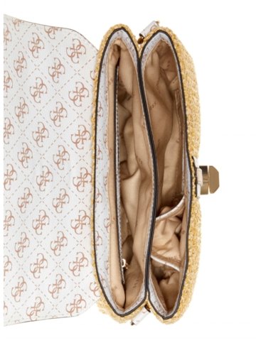 גס תיק צד קש משולב עם לבן GUESS Kasinta Raffia Top-Handle Satchel - Adiss