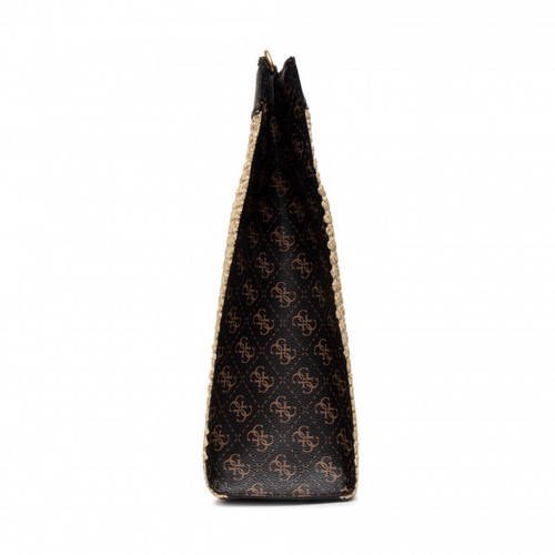 גס תיק יד כתף קש בהיר משולב עם שחור GUESS Kasinta Raffia Cut Out Tote - Adiss