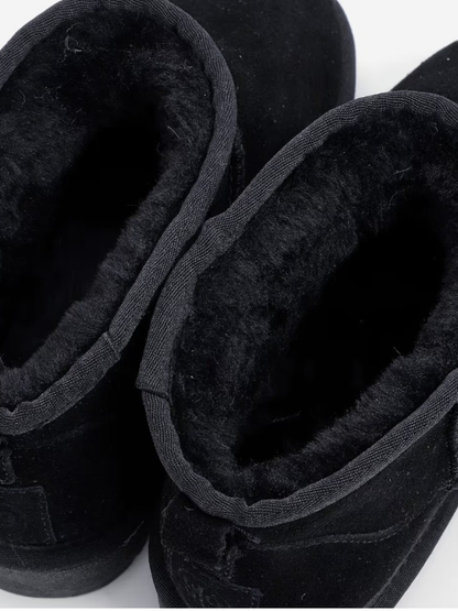 חמימה- מגפי פרווה קצרות מעור זמש איכותי