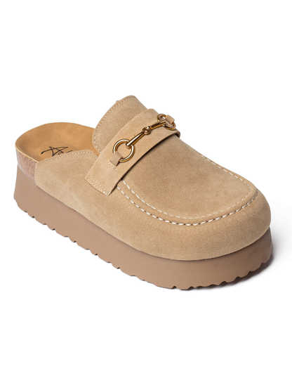 מוקסין כפכף פלטפורמה פאשן צ'ק עם אבזם לנשים