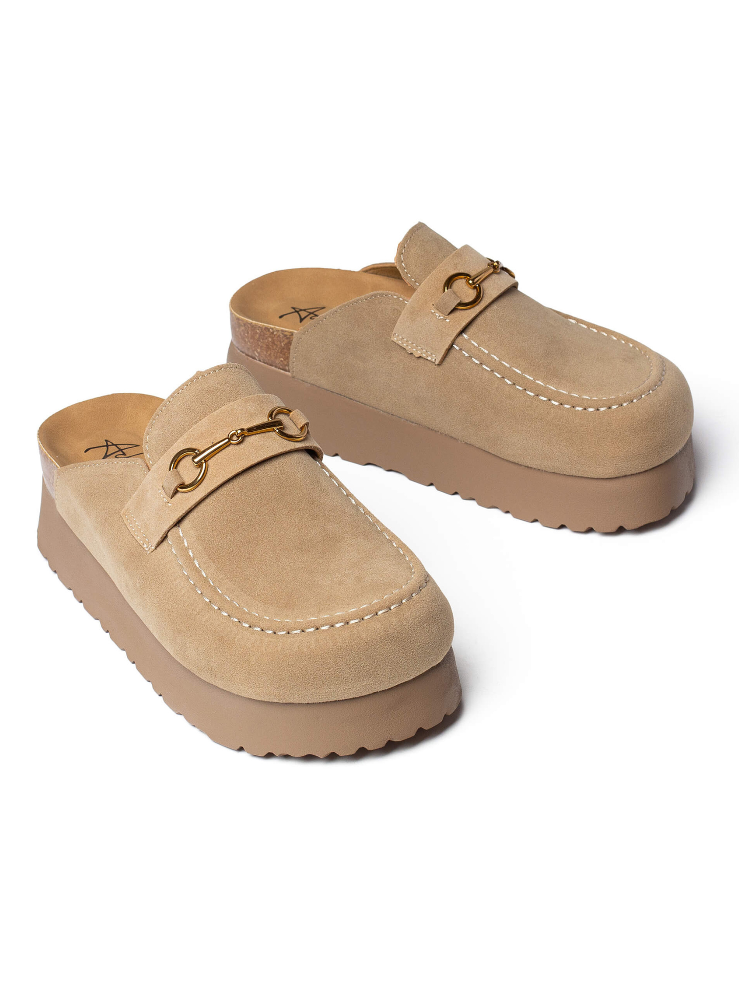 מוקסין כפכף פלטפורמה פאשן צ'ק עם אבזם לנשים