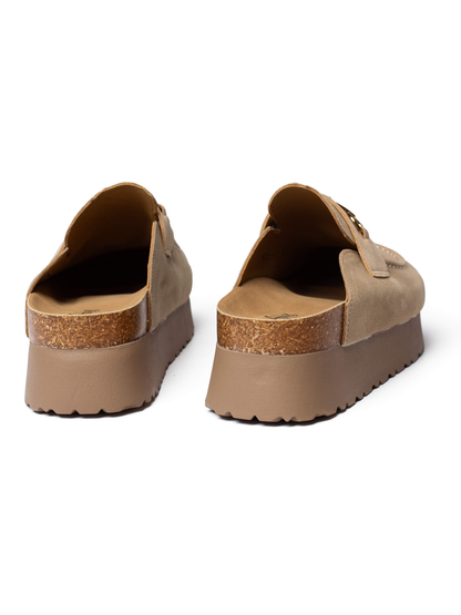 מוקסין כפכף פלטפורמה פאשן צ'ק עם אבזם לנשים