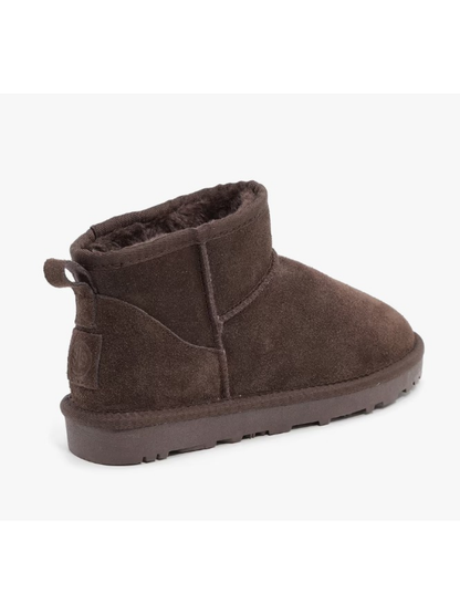 חמימה- מגפי פרווה קצרות מעור זמש איכותי