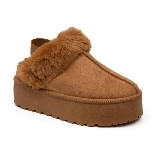 כפכפי פרווה פלטפורמה לנשים עם גומי אחורי של אוסקרס מק"ט 4008 - Adiss