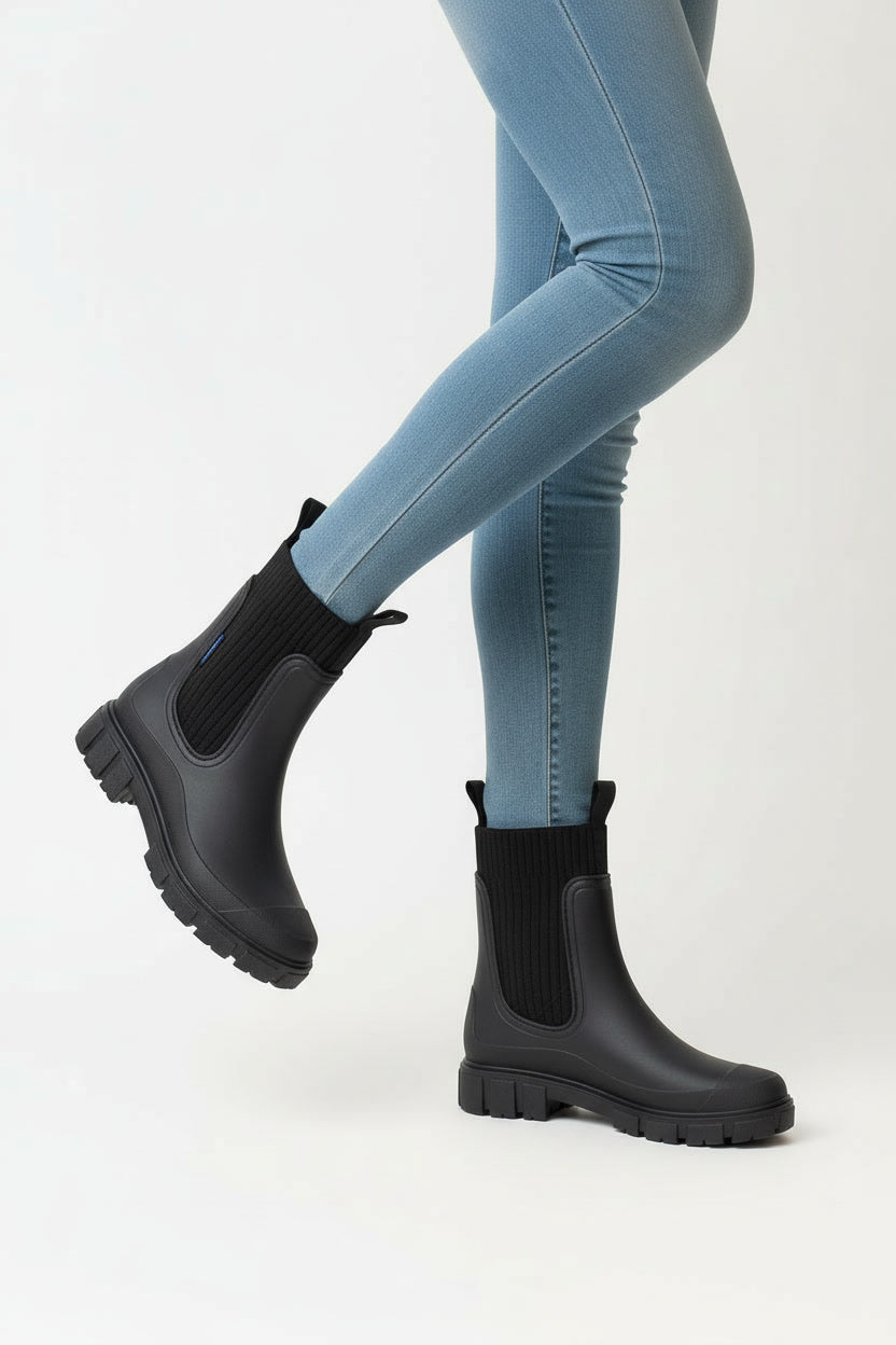 שנגחאי פאשן- מגפונים מגומי בשילוב בד גרב לנשים ונערות מק"ט 24189