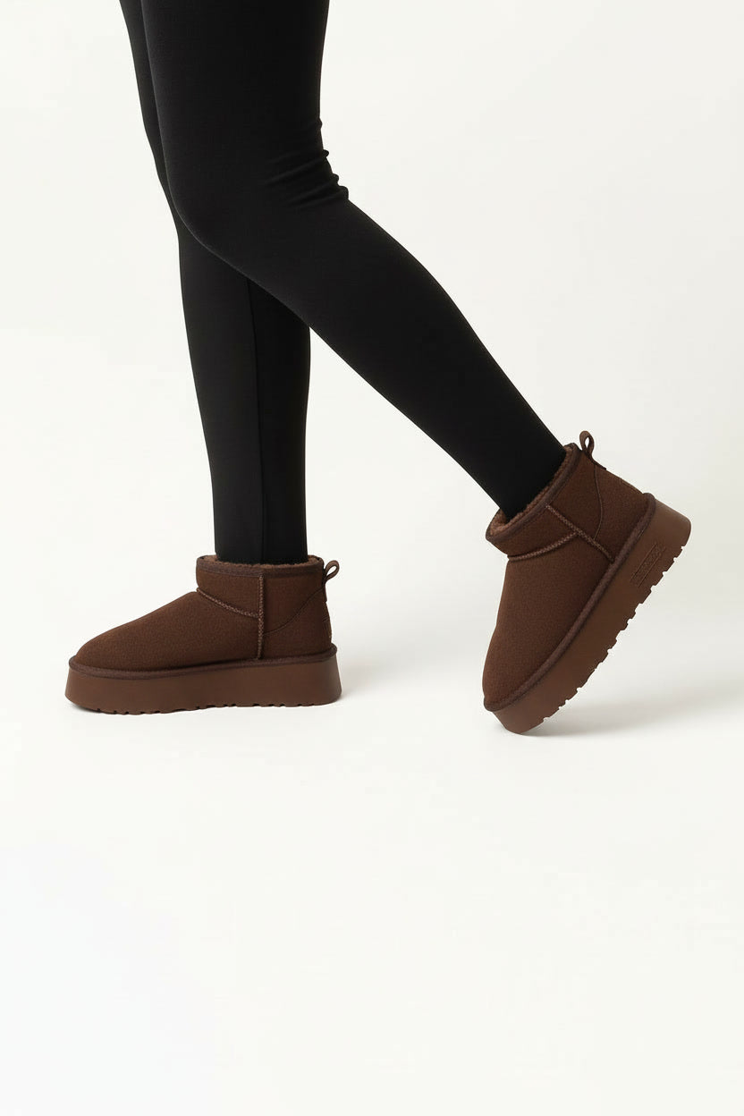 שלווה רכה - מגפיים קצרים עם פרווה ופלטפורמה לנשים של אדיס מק"ט 0833