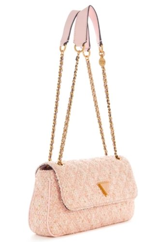 גס תיק כתף צד עם רצועות שרשרת כפולות GUESS Giully Tweed Convertible Crossbody - Adiss